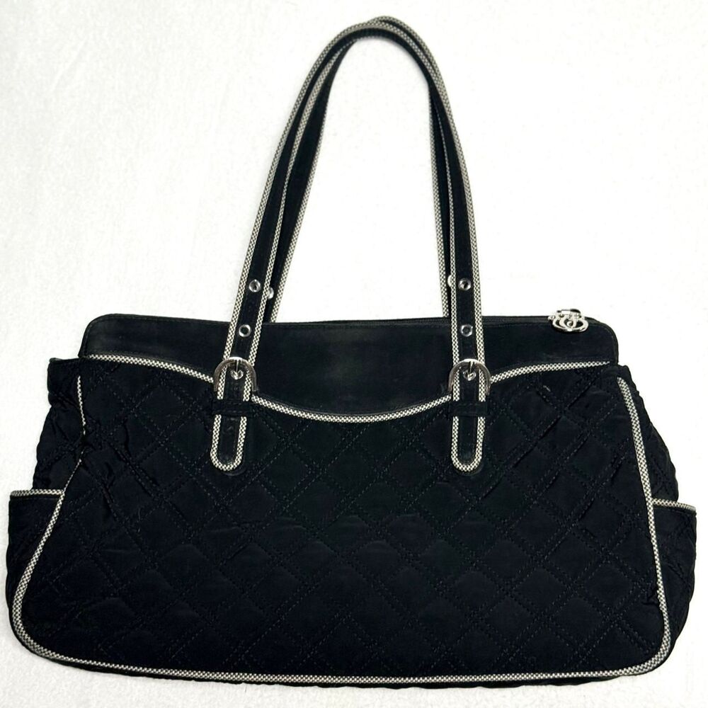 vintage y2k vera bradley black quilted microfiber shoulder bag